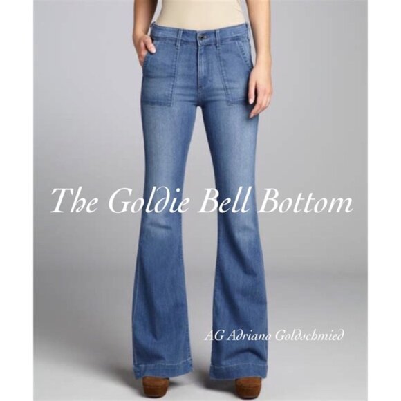 AG Adriano Goldschmied THE GOLDIE Patch Pocket Bell Bottom Jeans Size 28R - Picture 1 of 9